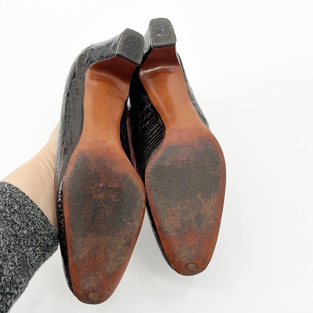 The Tailored Woman Vintage Crocodile Embossed Brown Pumps size 5.5 - Picture 8 of 10